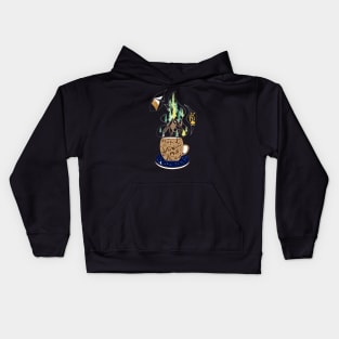 Camp with a coffee mug Kids Hoodie